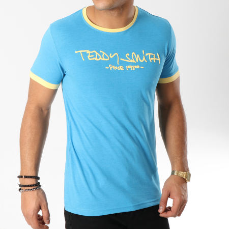 Teddy Smith - Tee Shirt Ticlass 3 Bleu Clair Jaune