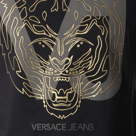 Versace Jeans Couture - Tee Shirt Manches Longues B3GSA72F Noir Doré