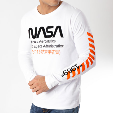 NASA - Tee Shirt Manches Longues Admin Blanc Noir Orange