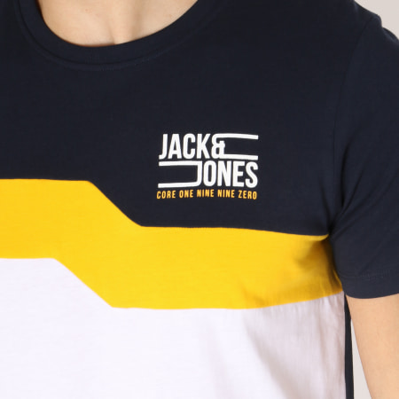 Jack And Jones - Tee Shirt Mikkel Bleu Marine Blanc Jaune