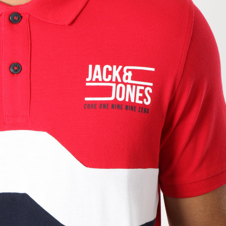 Jack And Jones - Polo Manches Courtes Mikkel Bleu Marine Blanc Rouge