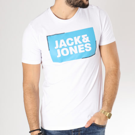 Jack And Jones - Tee Shirt Tukano Blanc Bleu Clair