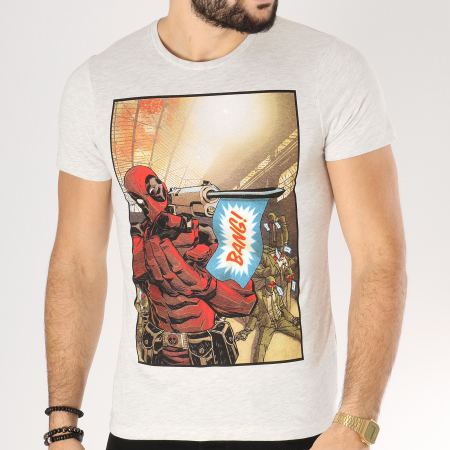 Deadpool - Tee Shirt Deadpool Bang Gris Chiné