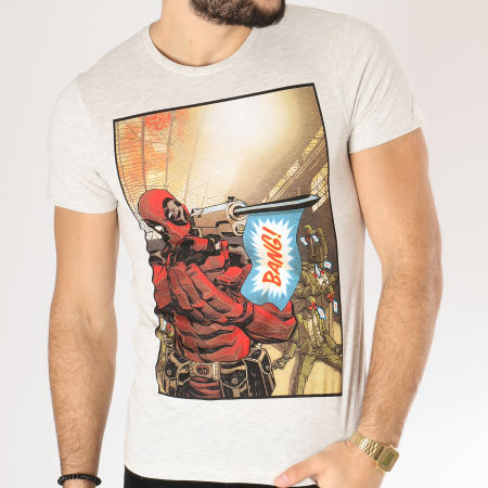 Deadpool - Tee Shirt Deadpool Bang Gris Chiné