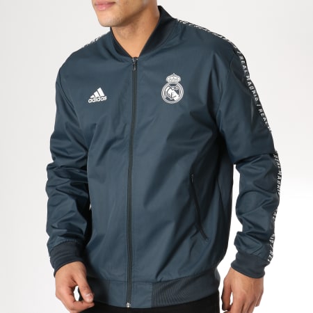 Adidas Sportswear - Veste Zippée Avec Bandes Real Madrid DP5184 Bleu Marine Blanc