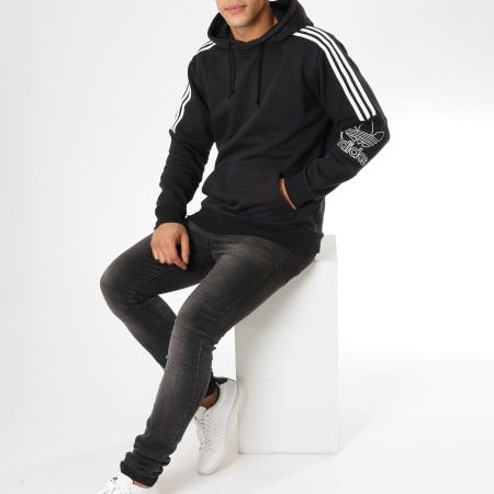 Adidas Originals - Sweat Capuche Bandes Brodées Outline DX3850 Noir Blanc