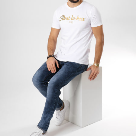 OhMonDieuSalva - Tee Shirt Abat La Hess Logo Blanc Doré