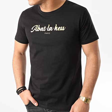 OhMonDieuSalva - Tee Shirt Abat La Hess Logo Noir Doré