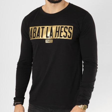 OhMonDieuSalva - Tee Shirt Manches Longues Abat La Hess Box Logo Noir Or