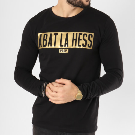 OhMonDieuSalva - Tee Shirt Manches Longues Abat La Hess Box Logo Noir Or