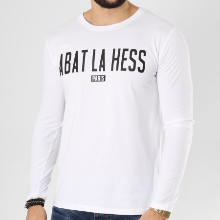 OhMonDieuSalva - Tee Shirt Manches Longues Abat La Hess Logo Alternate Blanc Noir