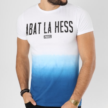 OhMonDieuSalva - Tee Shirt Abat La Hess Logo Alternate Blanc Dégradé Bleu