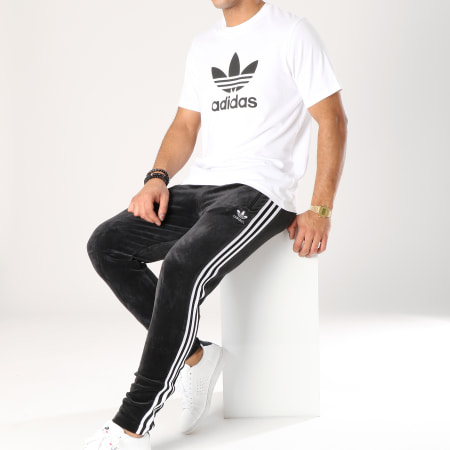 Adidas Originals - Pantalon Jogging Velours Cozy DX3627 Noir Blanc