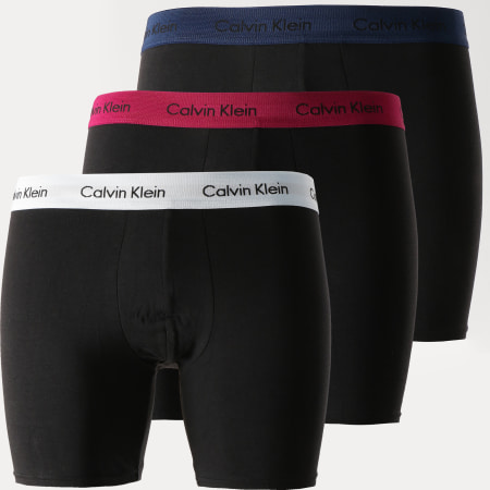 Calvin Klein - Lot De 3 Boxers Cotton Stretch Nzoir Bleu Marine Bleu Clair Bordeaux