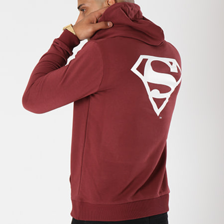 Superman - Sweat Capuche Back Logo Bordeaux