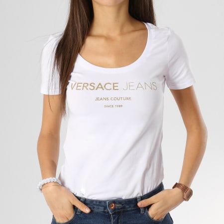 Versace Jeans Couture - Tee Shirt Femme B2HTA7S1-30181 Blanc Doré
