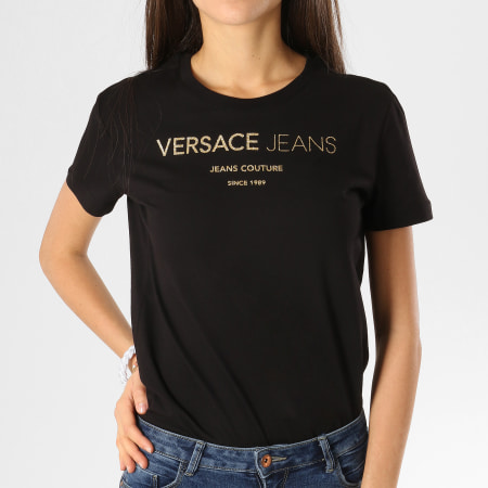 Versace Jeans Couture - Tee Shirt Femme B2HTA7S9-36257 Noir Doré