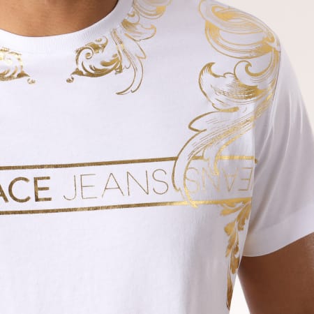 Versace Jeans Couture - Tee Shirt Print 10 B3GTA72G Blanc Doré
