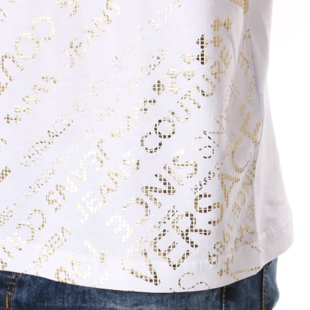 Versace Jeans Couture - Tee Shirt Print 12 B3GTA74A Blanc Doré