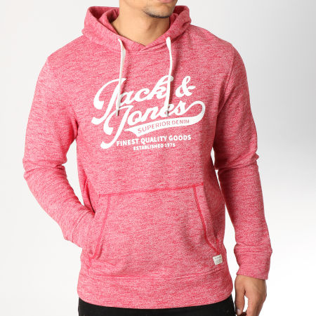 Jack And Jones - Sweat Capuche Panther Rouge Chiné