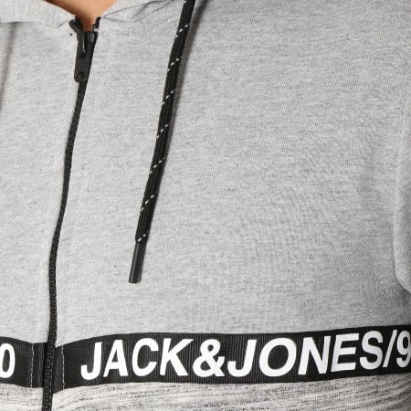 Jack And Jones - Sweat Zippé Capuche Avec Bandes Ian Gris Chiné
