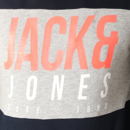 Jack And Jones - Sweat Capuche Jonah Bleu Marine Gris Chiné