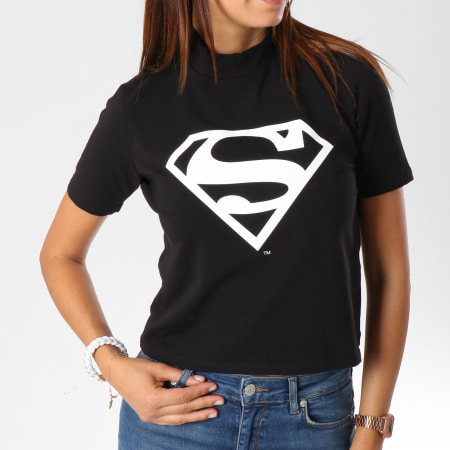 DC Comics - Tee Shirt Crop Femme Logo Noir