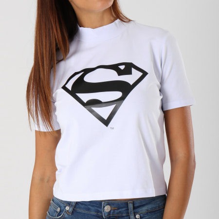 DC Comics - Tee Shirt Crop Femme Logo Blanc