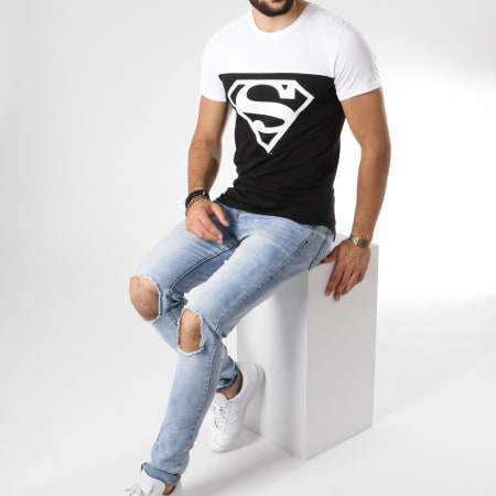 DC Comics - Tee Shirt Oversize Bicolore Logo Noir Blanc