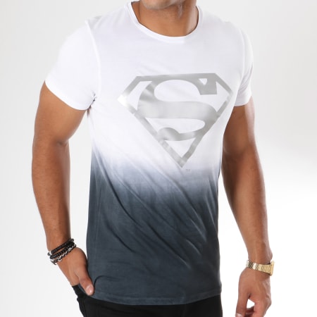 DC Comics - Tee Shirt Dégradé Silver Logo Blanc Noir Argenté