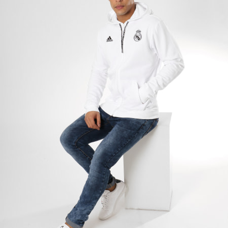 Adidas Sportswear - Sweat Zippé Capuche Real Madrid DP5188 Blanc