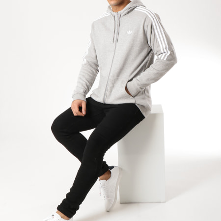 Adidas Originals - Sweat Zippé Capuche Radkin Gris Chiné