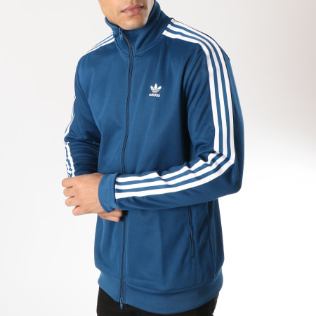 Adidas Originals - Veste Zippée Bandes Brodées Beckenbauer TT DV1522 Bleu Ciel Blanc