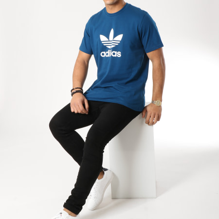 Adidas Originals - Tee Shirt Trefoil DV1603 Bleu Marine Blanc