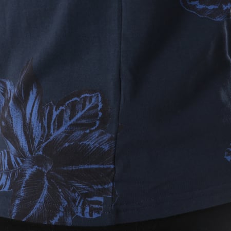 Deeluxe - Tee Shirt Stunning Bleu Marine Floral