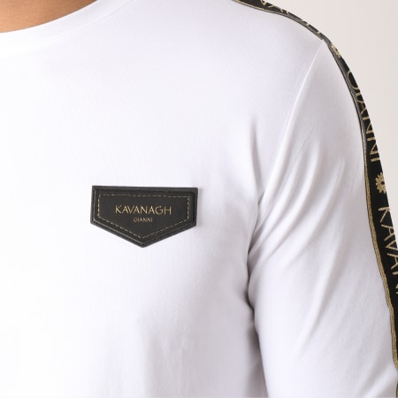 Gianni Kavanagh - Tee Shirt Oversize Manches Longues Gold Lurex Ribbon Blanc Noir Doré