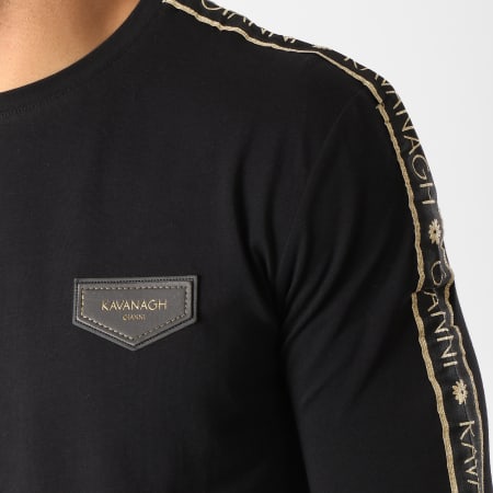 Gianni Kavanagh - Tee Shirt Oversize Manches Longues Gold Lurex Ribbon Noir Doré