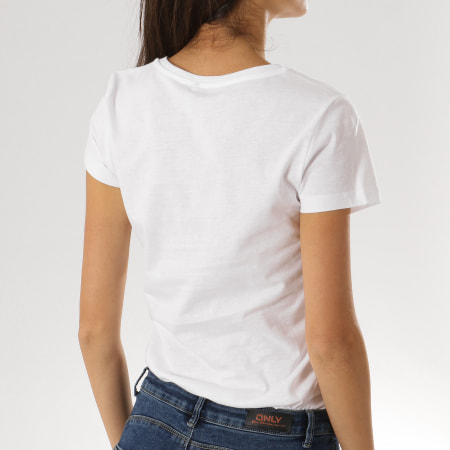 Only - Tee Shirt Femme Amy Print Box Blanc 