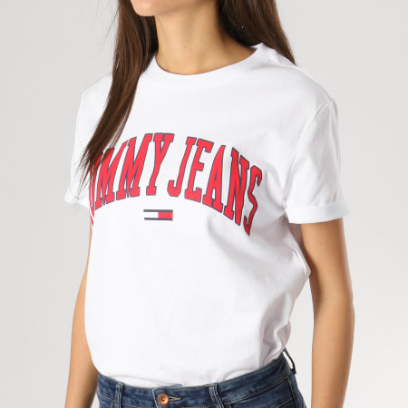 Tommy Hilfiger - Tee Shirt Femme Collegiate 05703 Logo Blanc