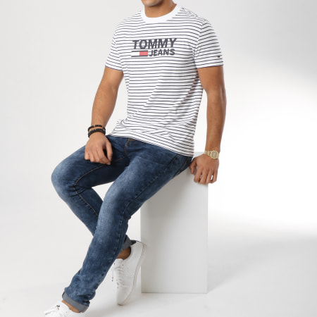 Tommy Hilfiger - Tee Shirt Stripe Signature 5835 Blanc