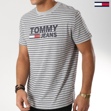 Tommy Hilfiger - Tee Shirt Stripe Signature 5835 Gris Chiné