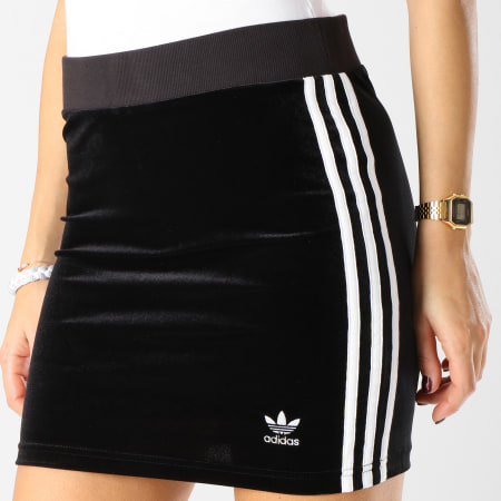 Adidas Originals - Jupe Femme Velours 3 Stripes DV2628 Noir Blanc