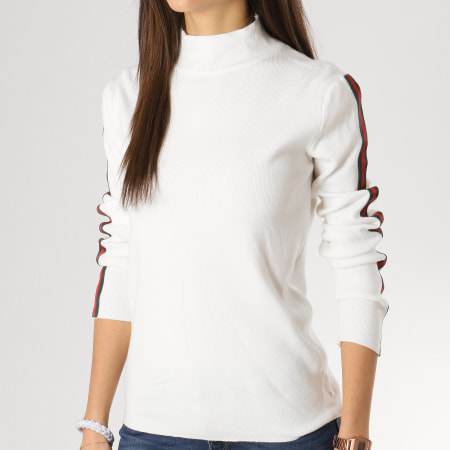 Girls Outfit - Pull Femme Avec Bandes AW826 Blanc