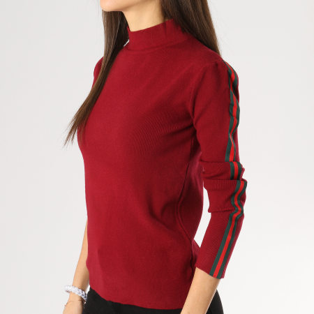Girls Outfit - Pull Femme Avec Bandes AW826 Bordeaux