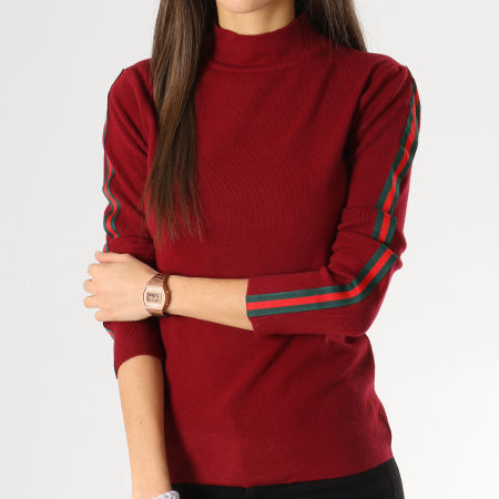 Girls Outfit - Pull Femme Avec Bandes AW826 Bordeaux
