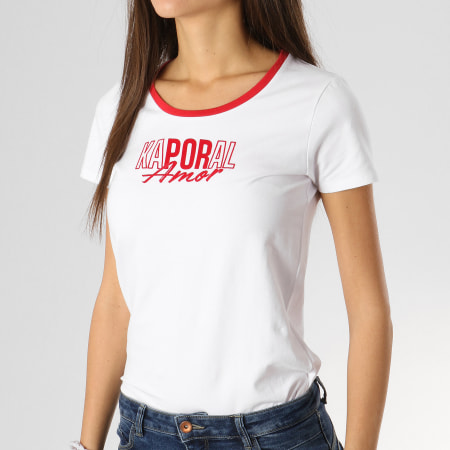 Kaporal - Tee Shirt Femme Burin Blanc Rouge