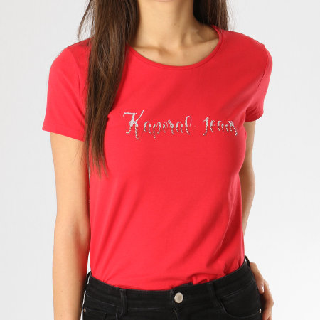 Kaporal - Tee Shirt Femme Busy Rouge Argenté