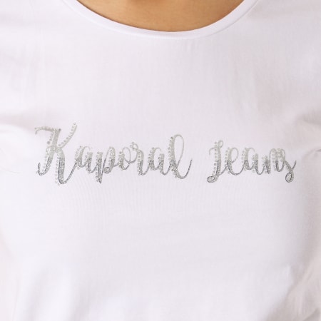Kaporal - Tee Shirt Femme Busy Blanc Argenté