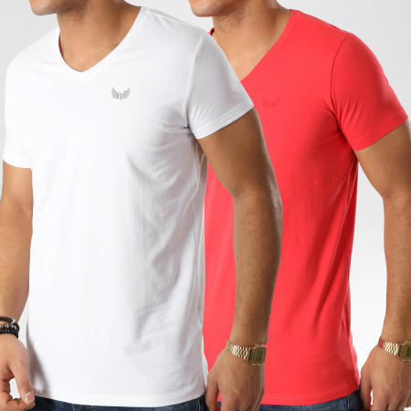 Kaporal - Lot de 2 Tee Shirts Gift Rouge Blanc
