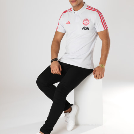Adidas Performance - Polo Manches Courtes Manchester United DP6828 Gris Rouge